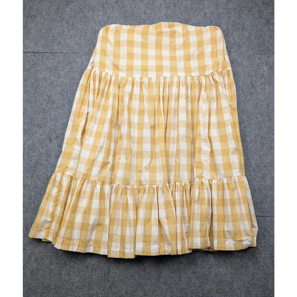 Abercrombie & Fitch Smocked Maxi Dress Women XS Petite Gingham Tiered Minimalist
